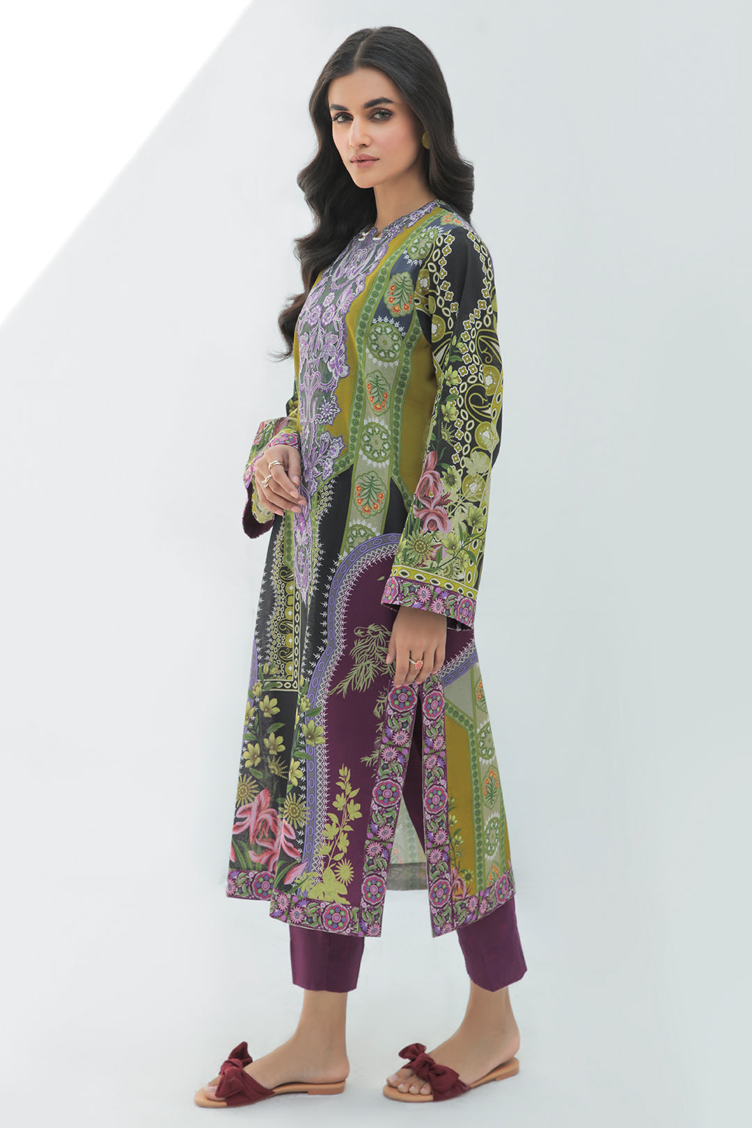 2 Piece  - Digital Printed Embroidered Plain Khaddar Suit P0022A