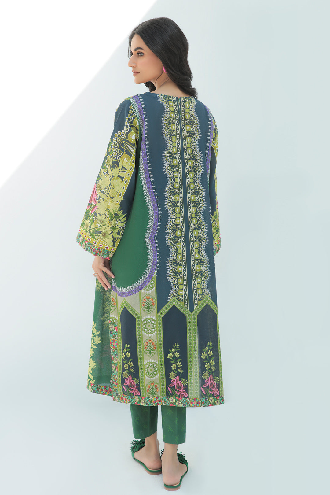 2 Piece  - Digital Printed Embroidered Plain Khaddar Suit P0022