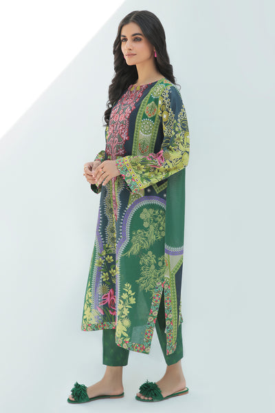 2 Piece  - Digital Printed Embroidered Plain Khaddar Suit P0022