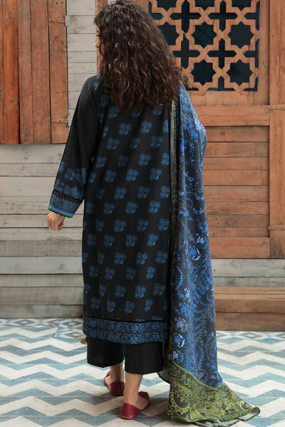 3 Piece -Digital Printed Embroidered Plain Khaddar Suit P0038
