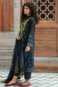 3 Piece -Digital Printed Embroidered Plain Khaddar Suit P0038