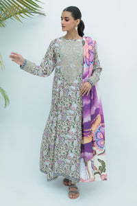 3 Piece  - Digital Printed Embroidered Linen Suit P0039