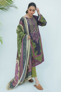 3 Piece  - Digital Printed Embroidered Plain Khaddar Suit P0041A (SO)