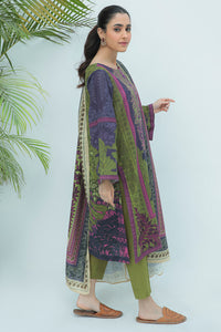 3 Piece  - Digital Printed Embroidered Plain Khaddar Suit P0041A (SO)