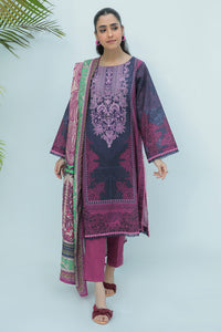3 Piece  - Digital Printed Embroidered Plain Khaddar Suit P0041 (SO)