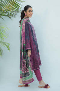 3 Piece  - Digital Printed Embroidered Plain Khaddar Suit P0041 (SO)