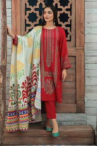 3 Piece - Embroidered Doria Linen Suit P0046