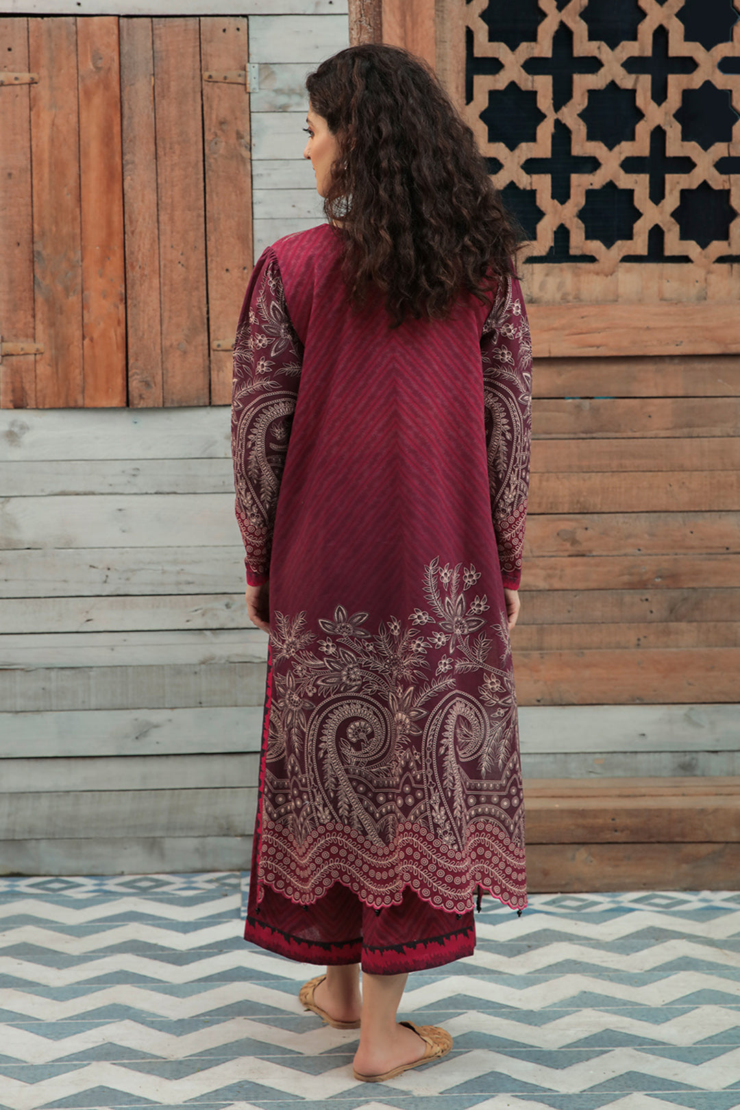 Printed Plain Khaddar suit for women