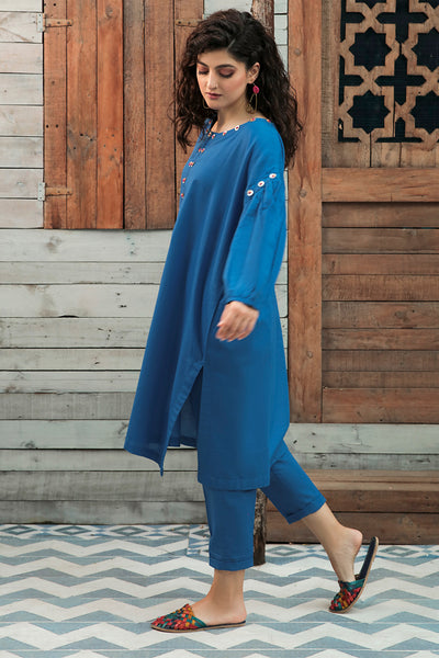 blue khaddar suit for ladies