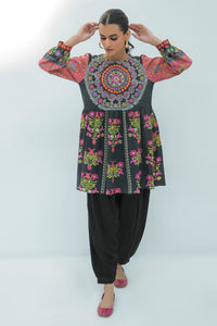 1 Piece - Embroidered Digital Printed Slub Khaddar Top P0204