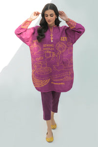 1 Piece  - Printed Slub Khaddar Fusion Top P0205