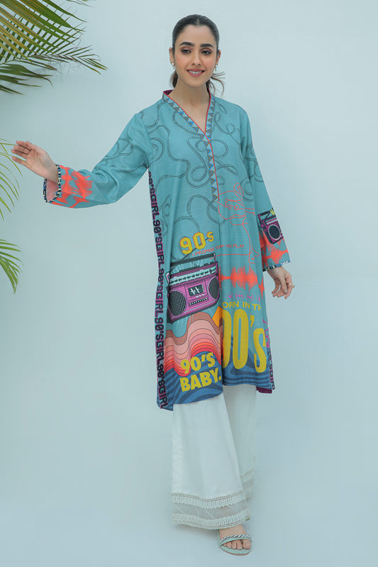 1 Piece - Digital Printed Hybrid Slub Khaddar Shirt P0208