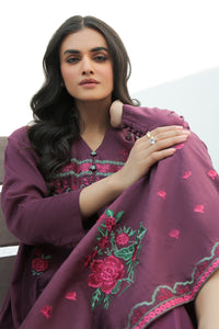 1 Piece - Dyed Embroidered Slub Khaddar Shirt P0219