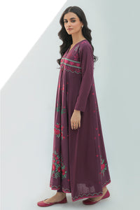 1 Piece - Dyed Embroidered Slub Khaddar Shirt P0219