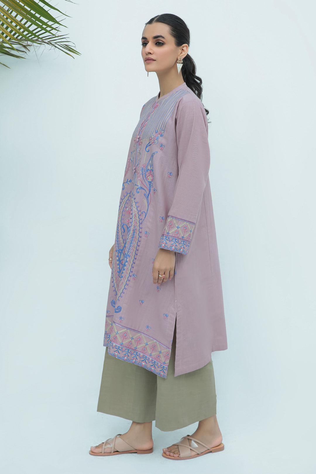 1 Piece  - Dyed Embroidered Supreme Slub Khaddar Shirt P0222
