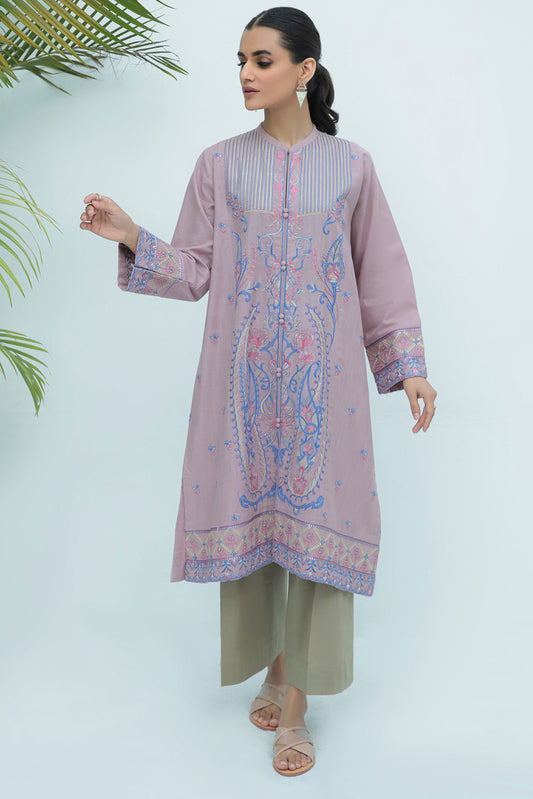1 Piece  - Dyed Embroidered Supreme Slub Khaddar Shirt P0222