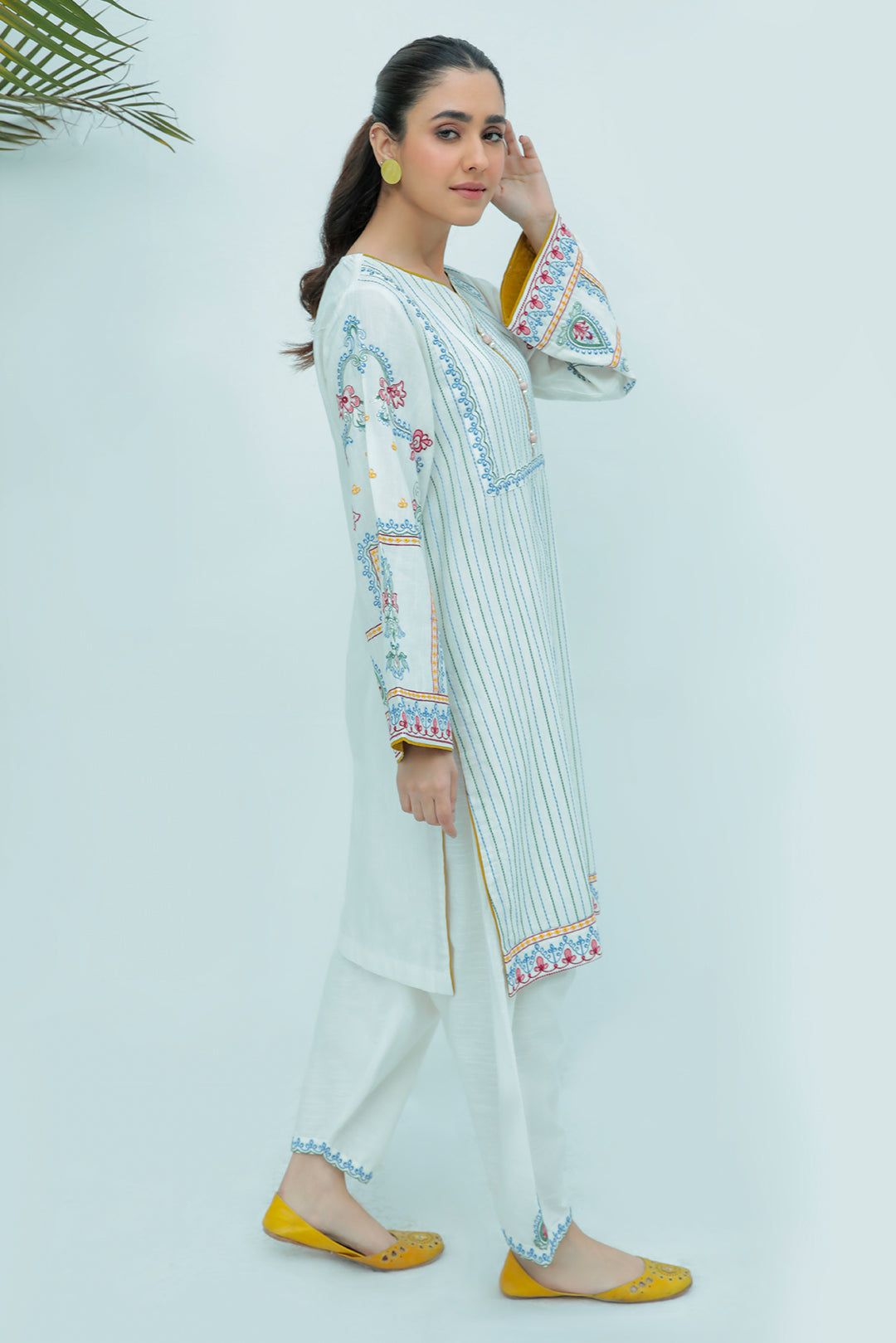 2 Piece  - Dyed Embroidered Slub Khaddar Suit P0242