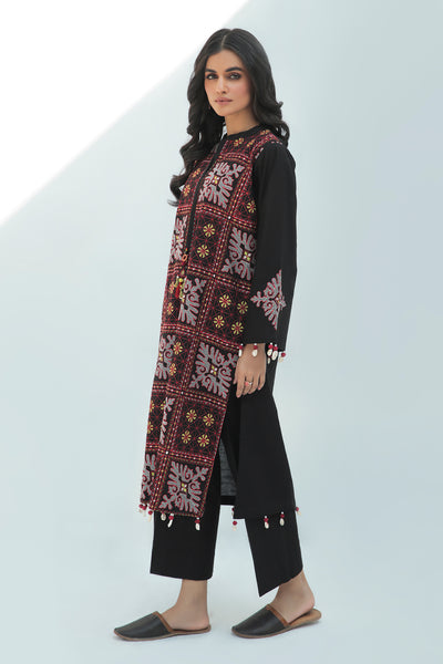 2 Piece  - Dyed Embroidered Slub Khaddar Suit P0245