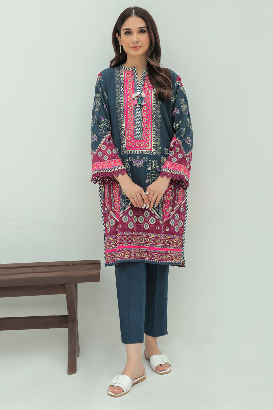 2 Piece - Digital Printed Slub Khaddar Suit P0247