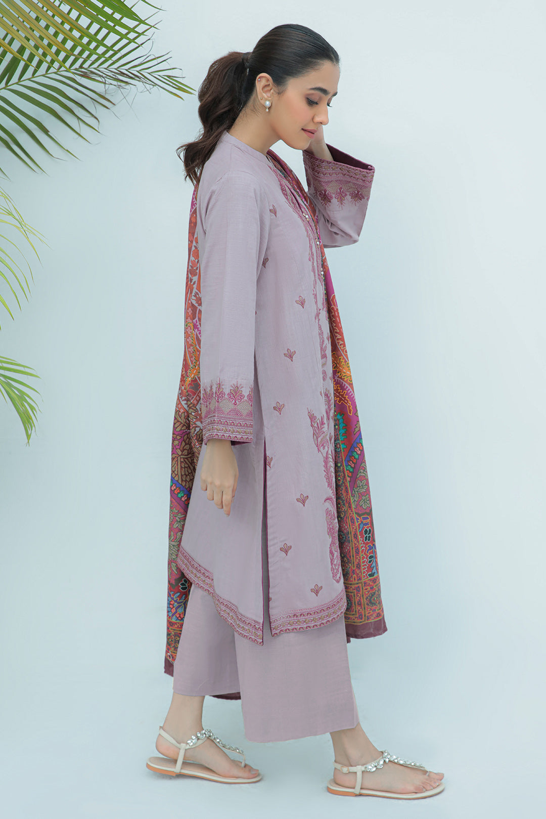 2 Piece  - Dyed Textured Embroidered Supreme Slub Khaddar Suit P0271