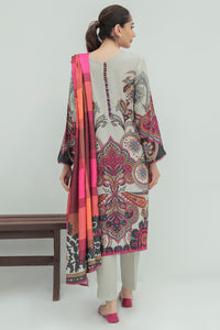 3 Piece - Embroidered Digital Printed Linen Suit P0282A