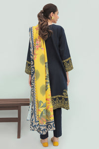 3 Piece - Dyed Embroidered Slub Khaddar Suit P0284