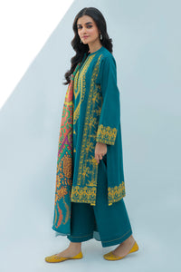 3 Piece  - Dyed Embroidered Textured Slub Khaddar Suit P0285
