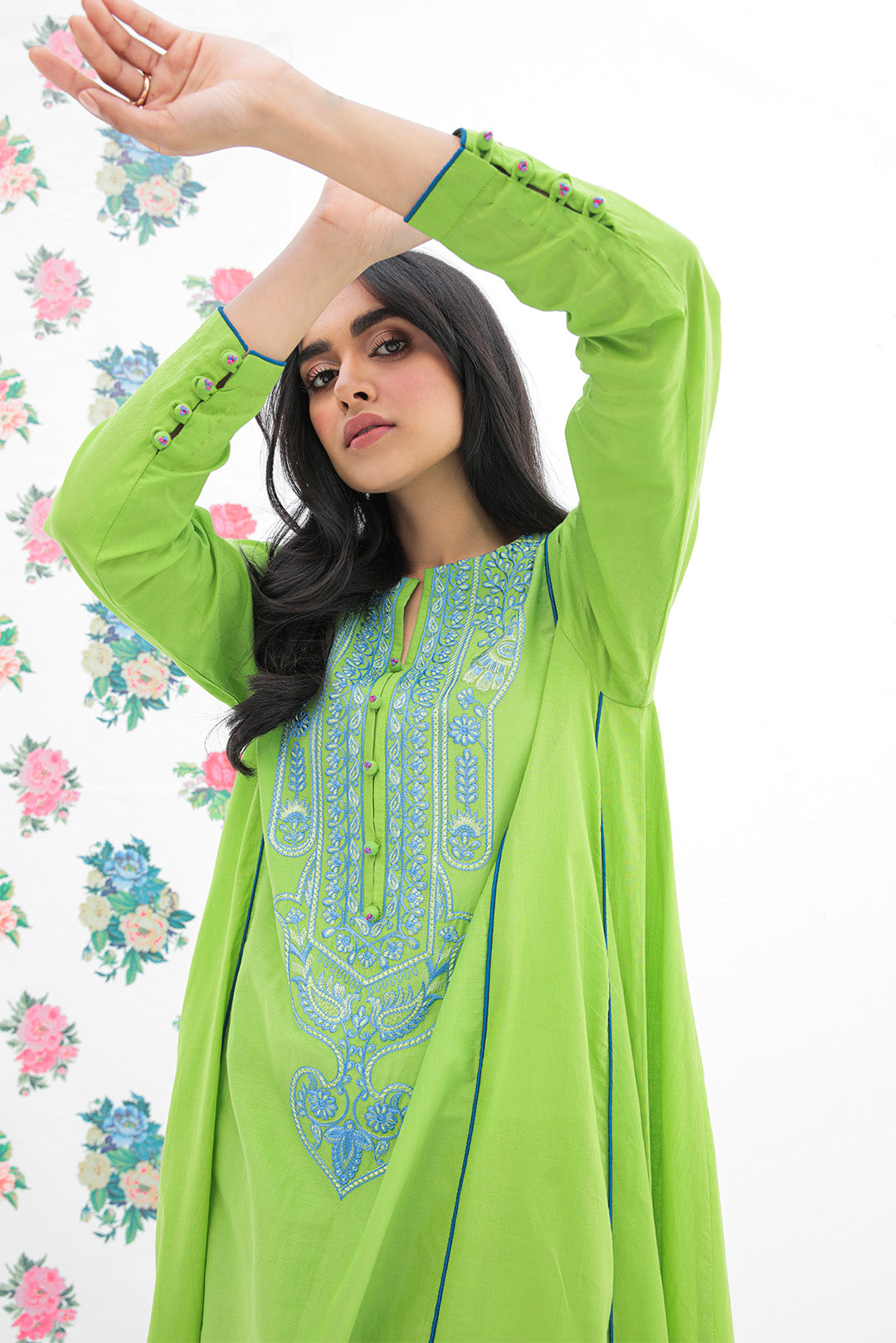 1 Piece - Dyed Embroidered Lawn Shirt P0465 (SO)