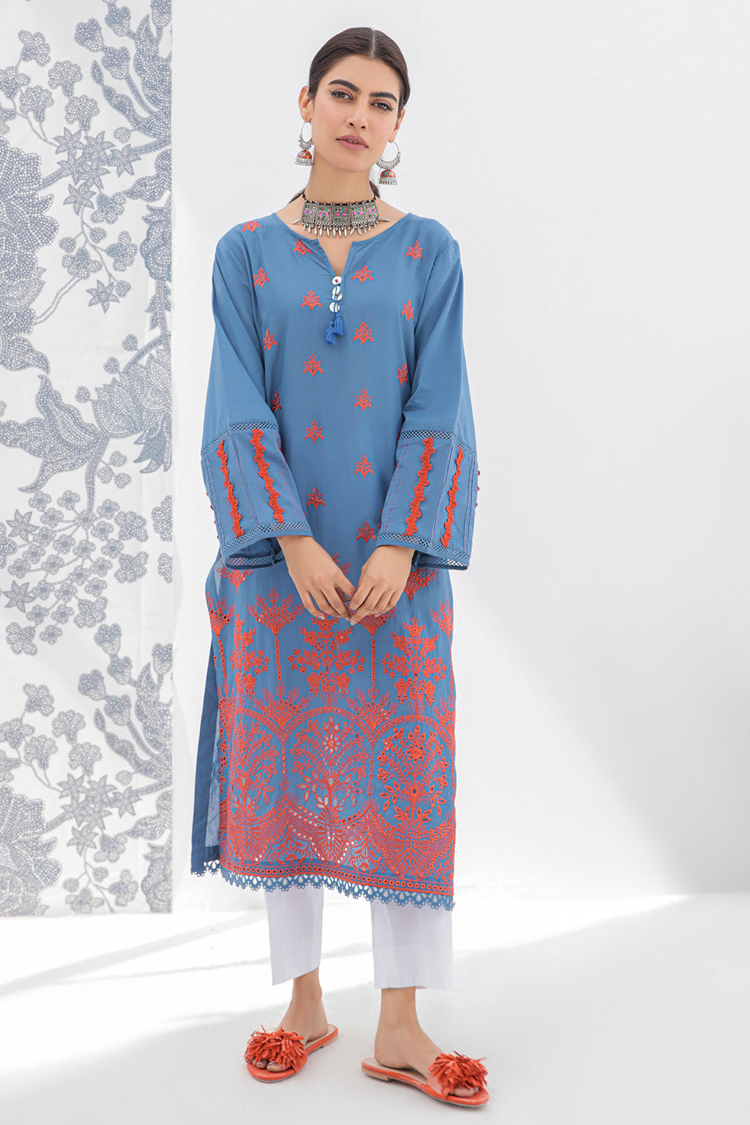 1 Piece - Dyed Embroidered Lawn Schiffli Shirt P0477 (SO)