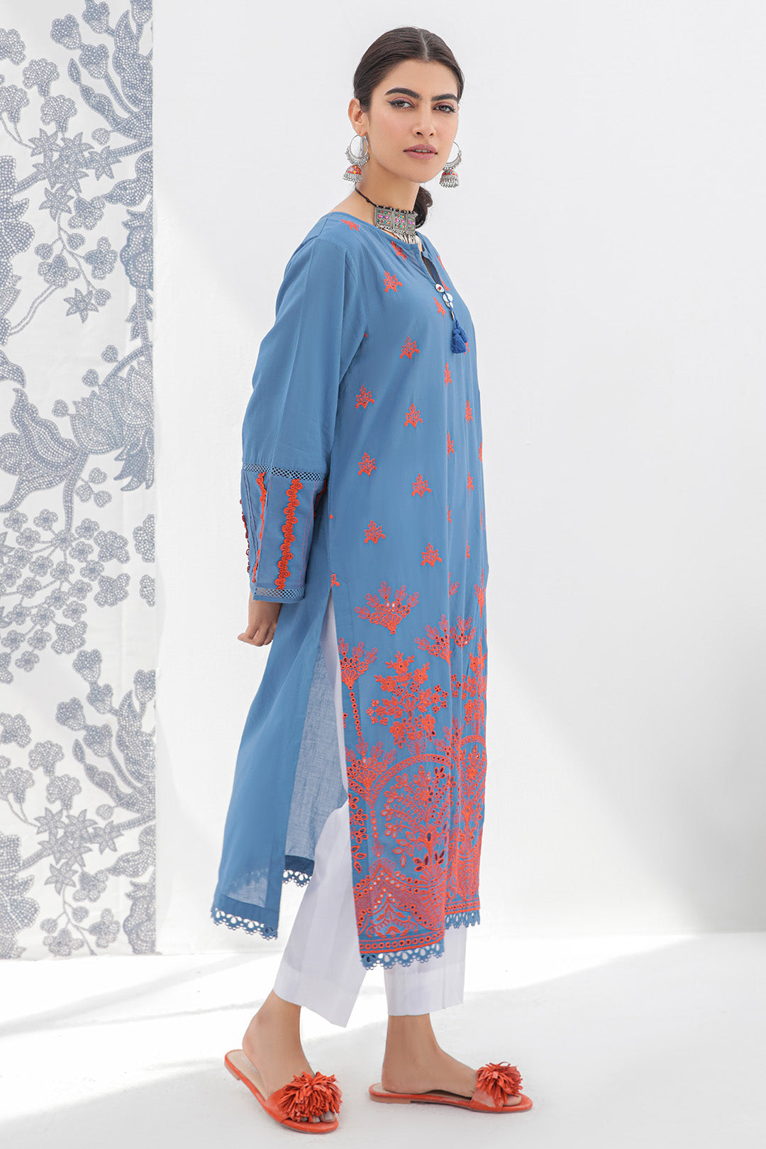 1 Piece - Dyed Embroidered Lawn Schiffli Shirt P0477 (SO)