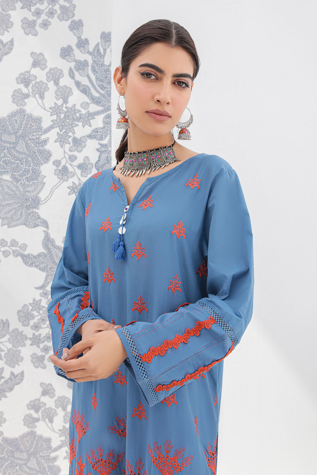 1 Piece - Dyed Embroidered Lawn Schiffli Shirt P0477 (SO)