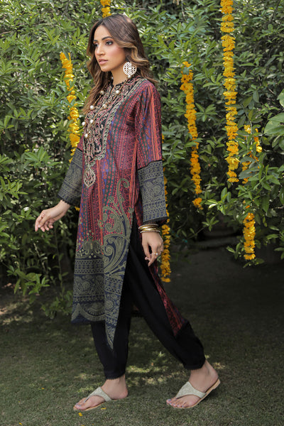 1 Piece - Embroidered Texture Lawn Shirt P0609