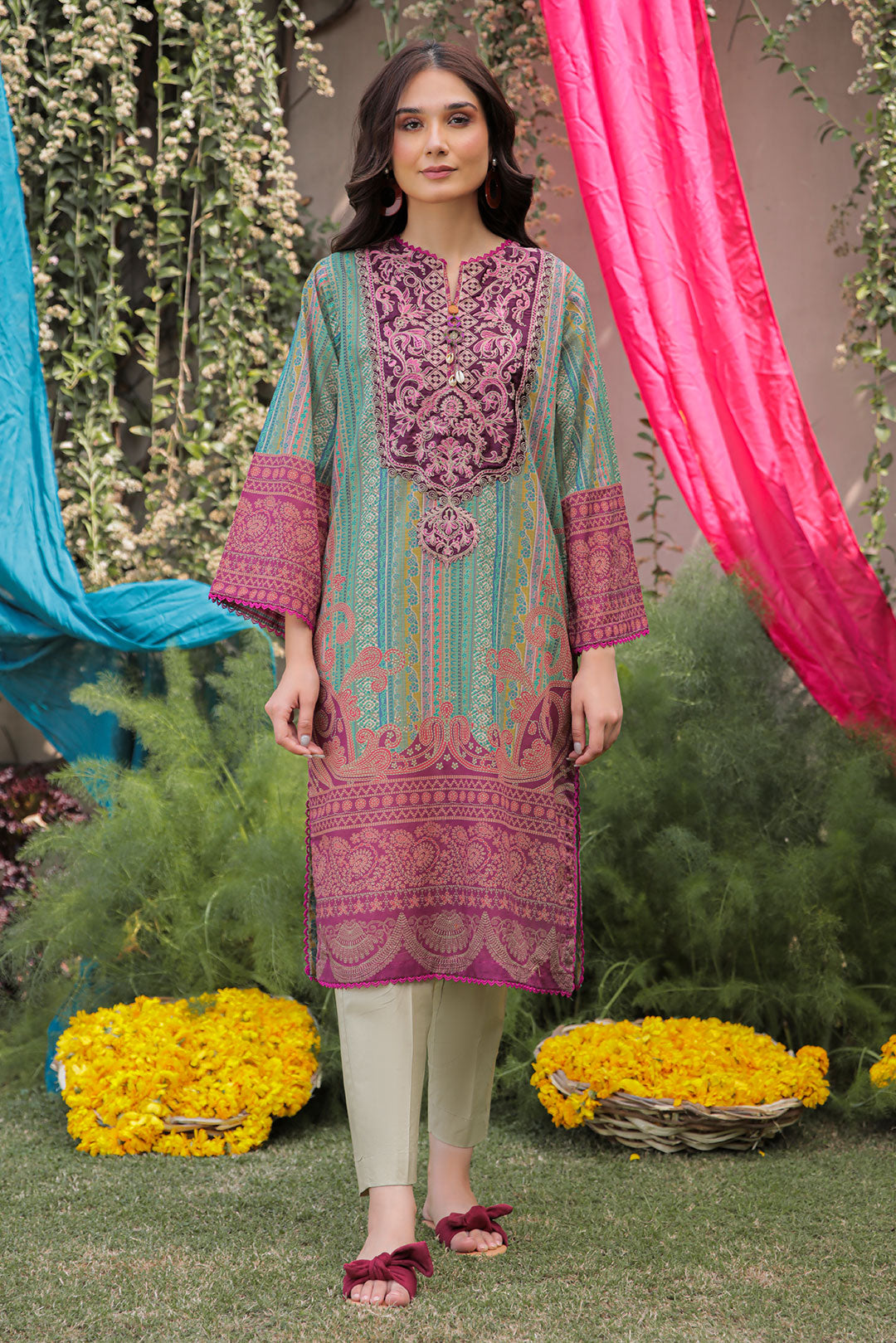 1 Piece - Embroidered Texture Lawn Shirt P0609A