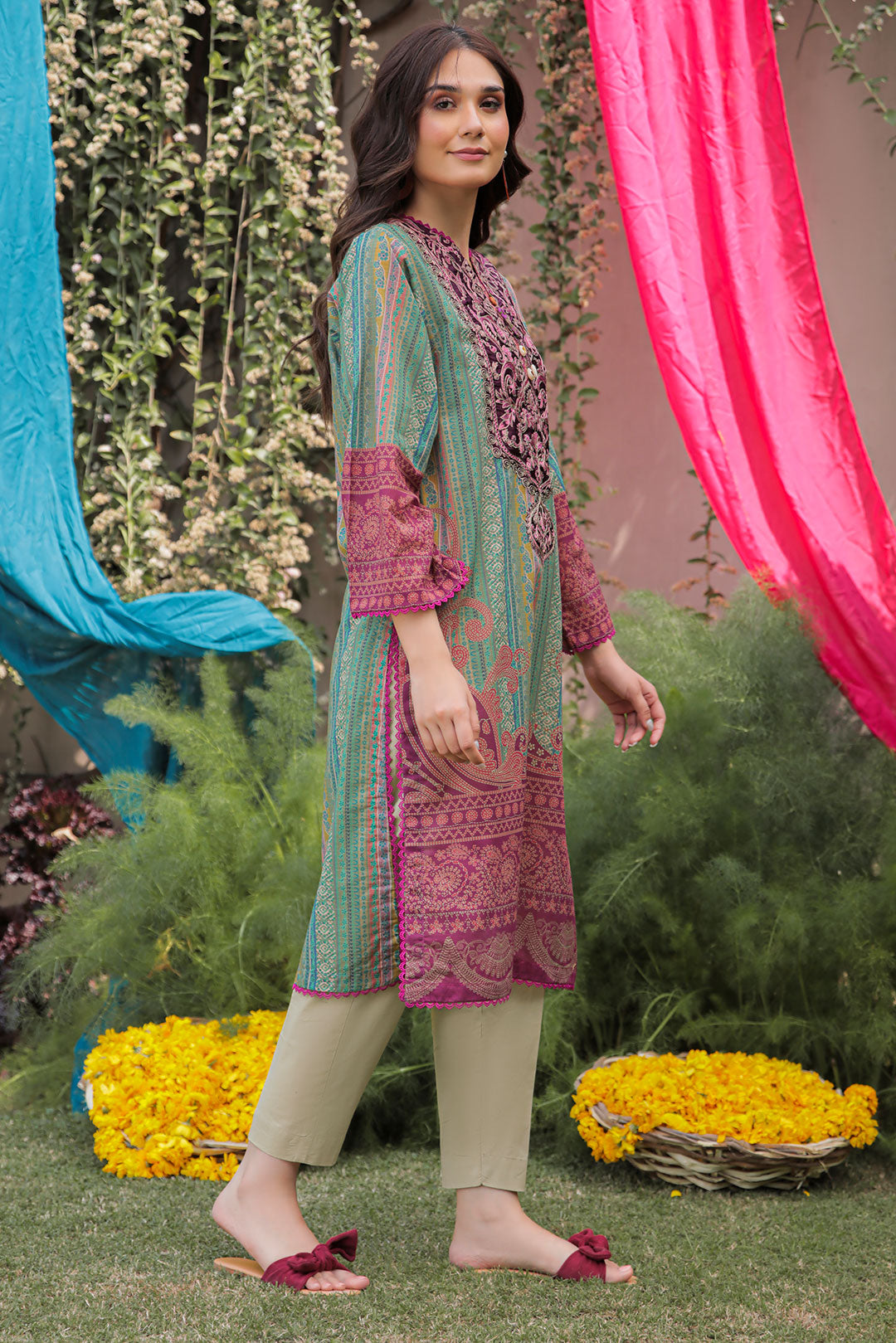 1 Piece - Embroidered Texture Lawn Shirt P0609A