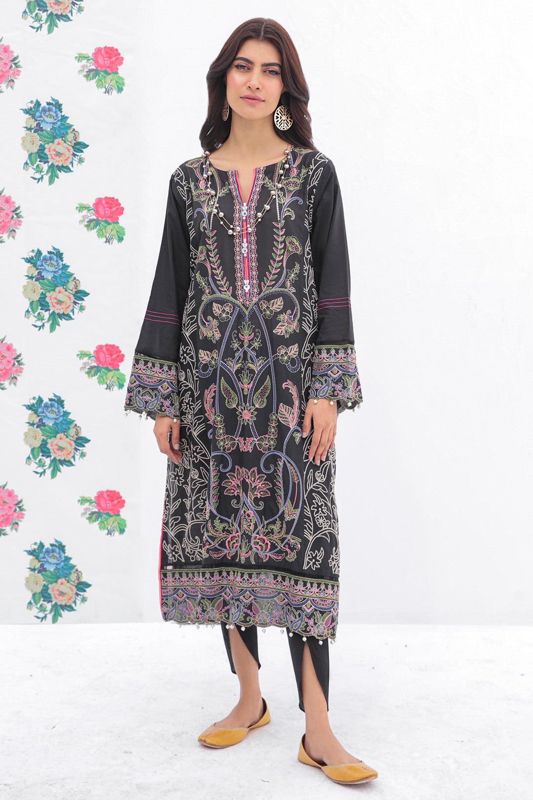 1 Piece - Dyed Embroidered Lawn Shirt P0622