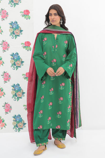 3 Piece - Dyed Embroidered Texture Lawn Suit P0633