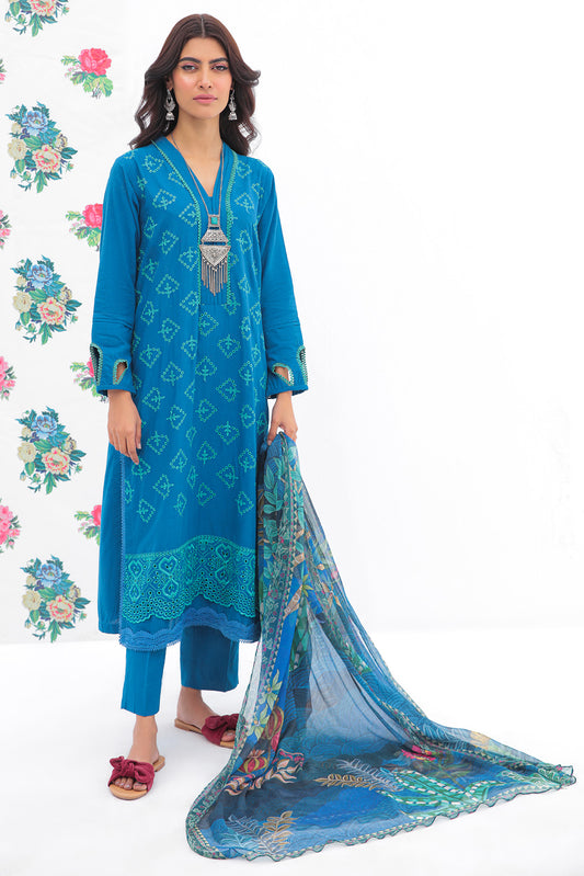 3 Piece - Dyed Naps Lawn Schiffli Suit P0644