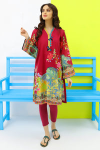 Single Shirt Texture Lawn Digital Print P2021 - Maroon