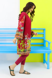 Single Shirt Texture Lawn Digital Print P2021 - Maroon