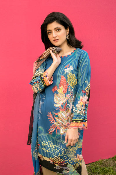 2PC Texture Lawn Digital Printed Embroidered Shirt With Chiffon Dupata P2040 (SO)