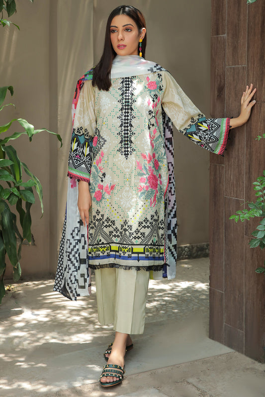 3PC Lawn Digital Printed with Embroidery P2048 (S0)