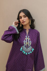 Single Shirt Dyed Dobby Lawn with Embroidery - P2085 (S0)