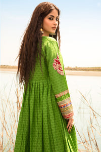 Single Embroidered Jacquard Self Broshia Frock P2284