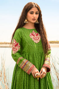 Single Embroidered Jacquard Self Broshia Frock P2284
