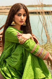 Single Embroidered Jacquard Self Broshia Frock P2284