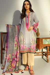 2PC Lawn Digital Print  - Dupatta U2473 - Grey