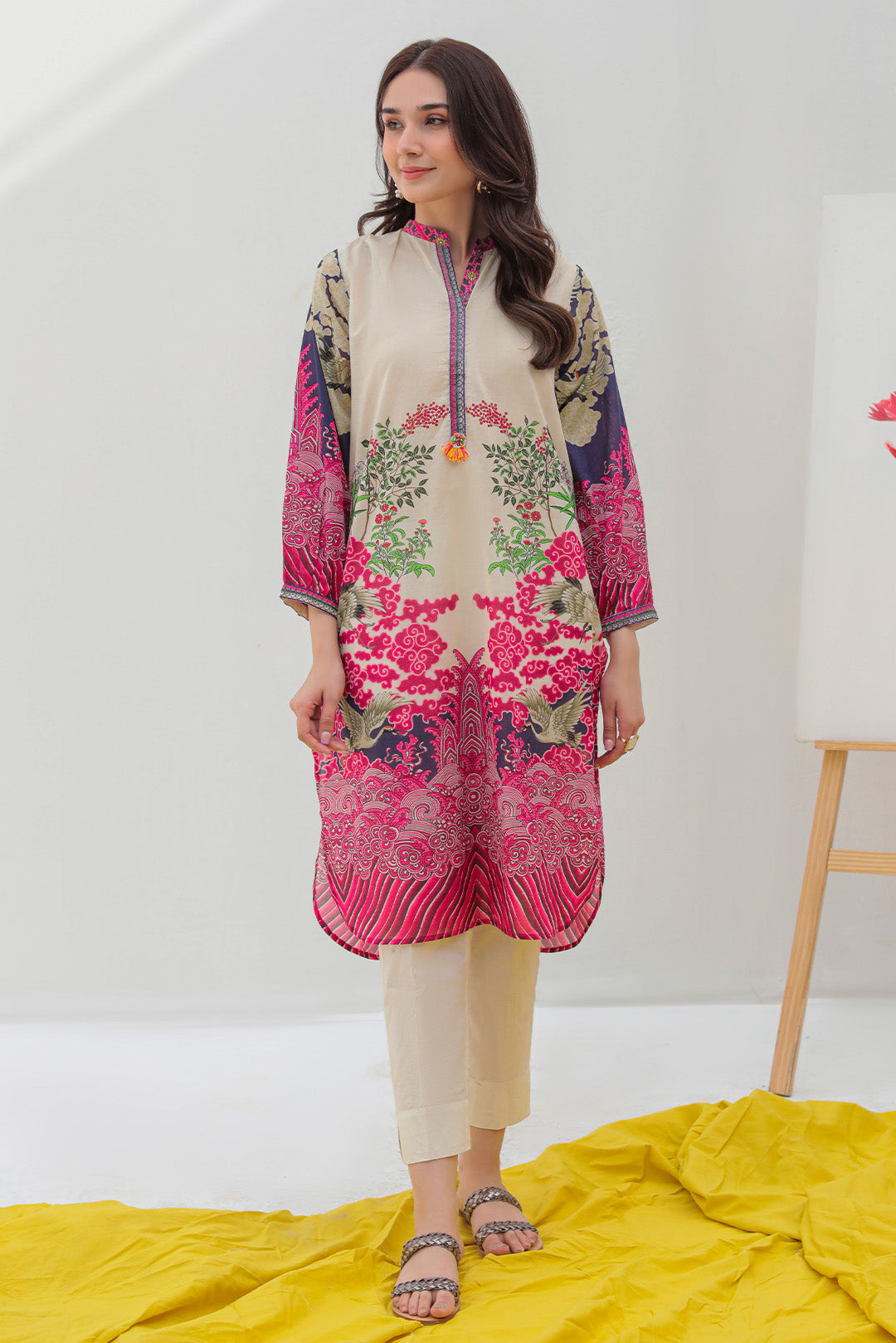 1 Piece -  Embroidered Digital Printed Lawn Shirt P2552 (SO)