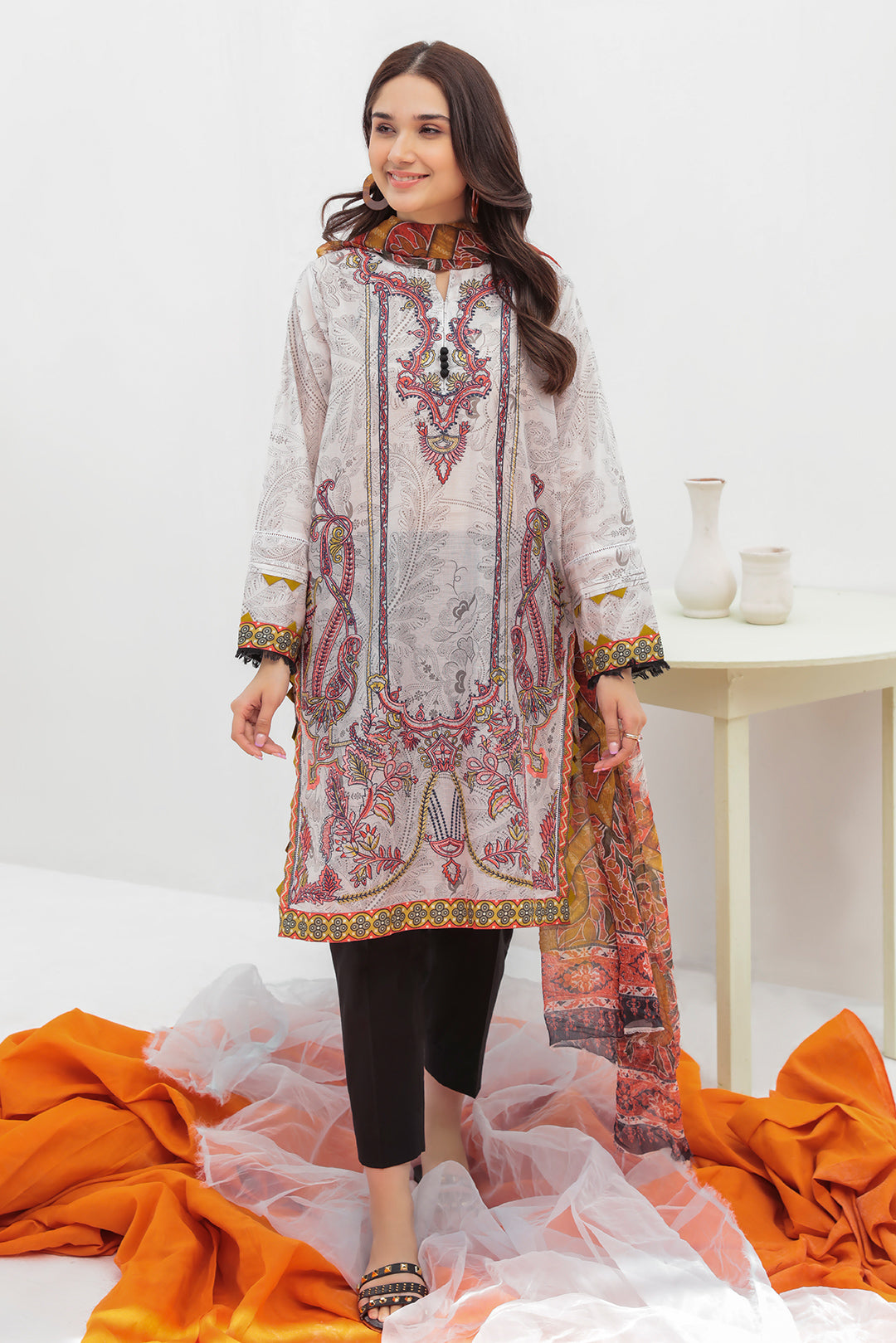 2 Piece -  Embroidered Digital Printed Textured Lawn Suit P2623 (SO)