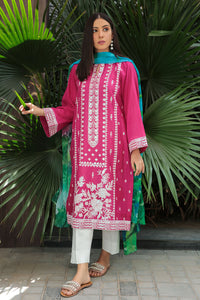 2PC Dyed Embroidery Texture Lawn Shirt with Chiffon Dupata P2627