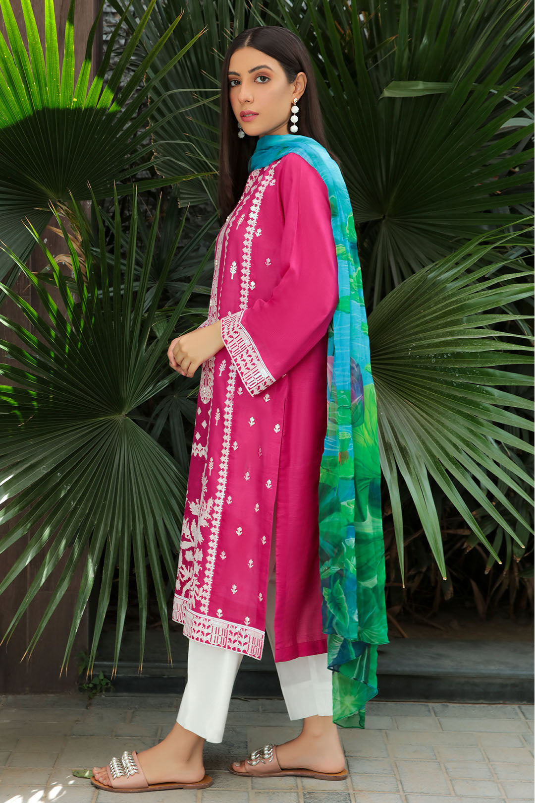 2PC Dyed Embroidery Texture Lawn Shirt with Chiffon Dupata P2627